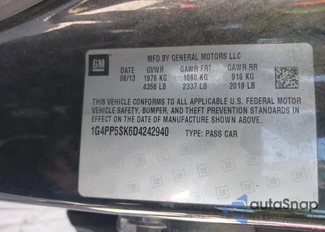 2013 Buick Verano from USA, damaged, VIN 1G4PP5SK6D4242940